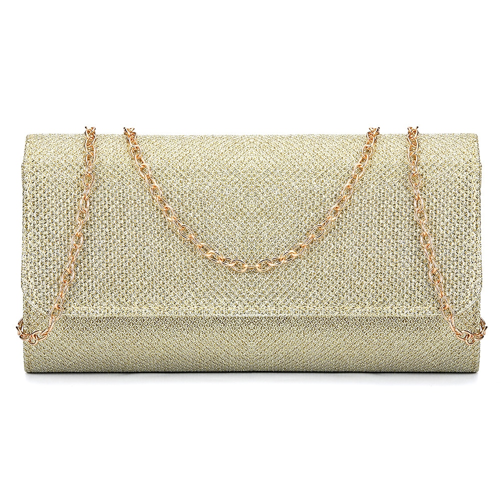 sølvglitter clutch-veske for kvinner – elegant kveldsveske med kjedestropp for bryllup, fester og formelle arrangementer 2025 - $19.99 –P9