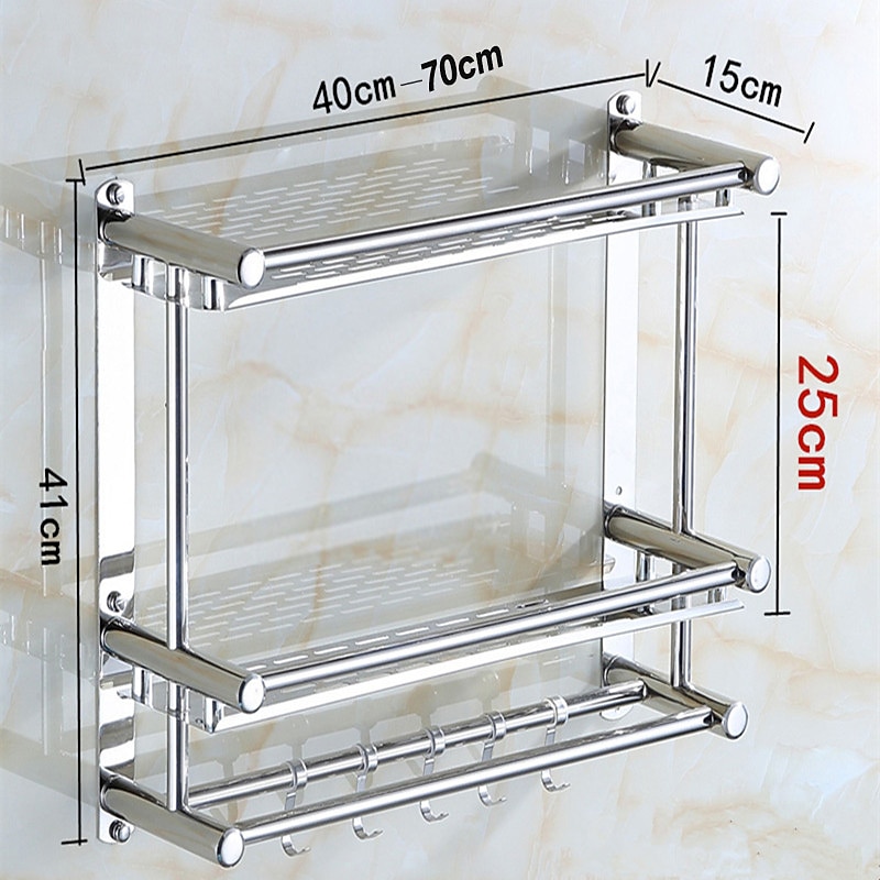 1pc Bathroom Shelf, Wall Hanging Toilet Storage Rack, Stainless