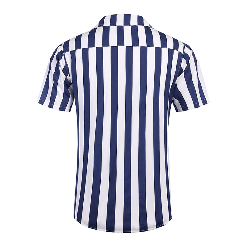 Per uomo Camicia Camicia Estiva Camicia casual Camicia con colletto cubano Camicia con Bottoni Camicia con collo camp Nero Blu Manica Corta A righe Collo ripiegato Stampa 3D Ferie Righe Abbigliamento del 2025 a $21.99 –P6