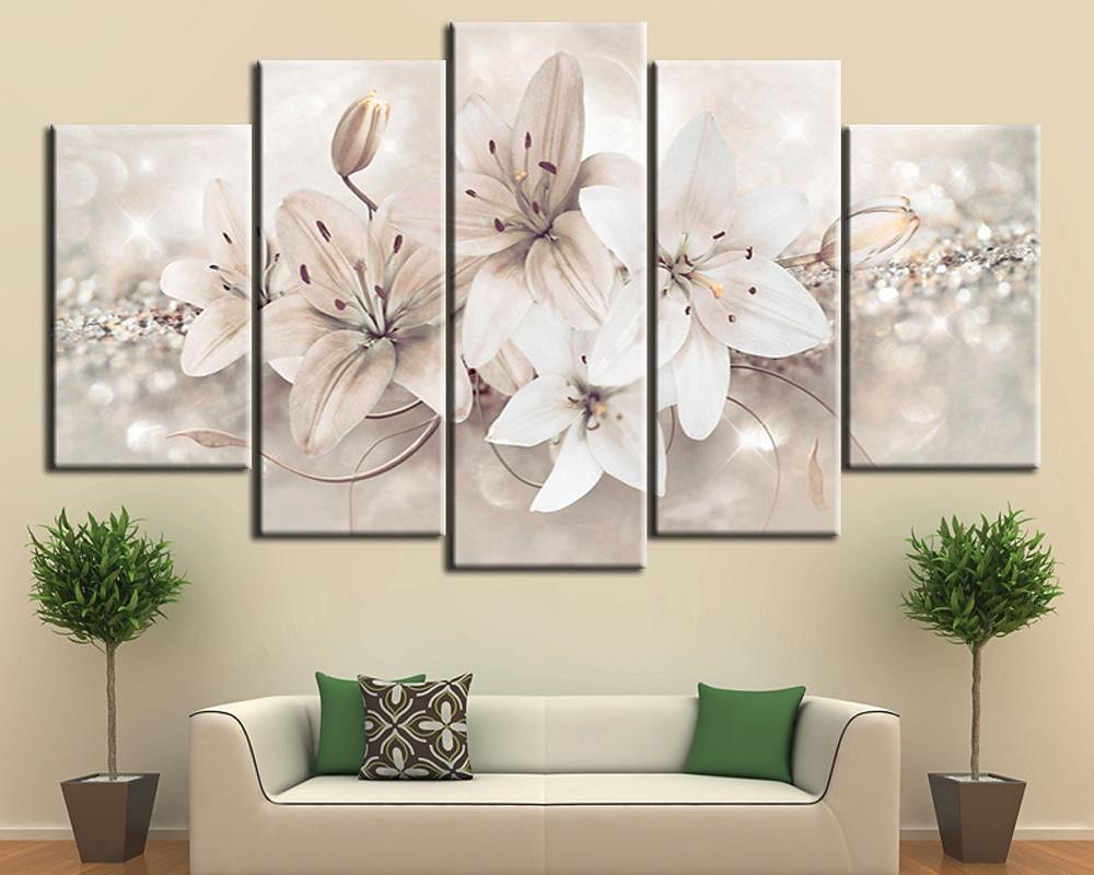 5 Panels Wall Art Canvas Prints Painting Artwork Picture Lily Floral Plant Home Decoration Décor Rolled Canvas No Frame Unframed Unstretched 2026 - $24.99 –P4