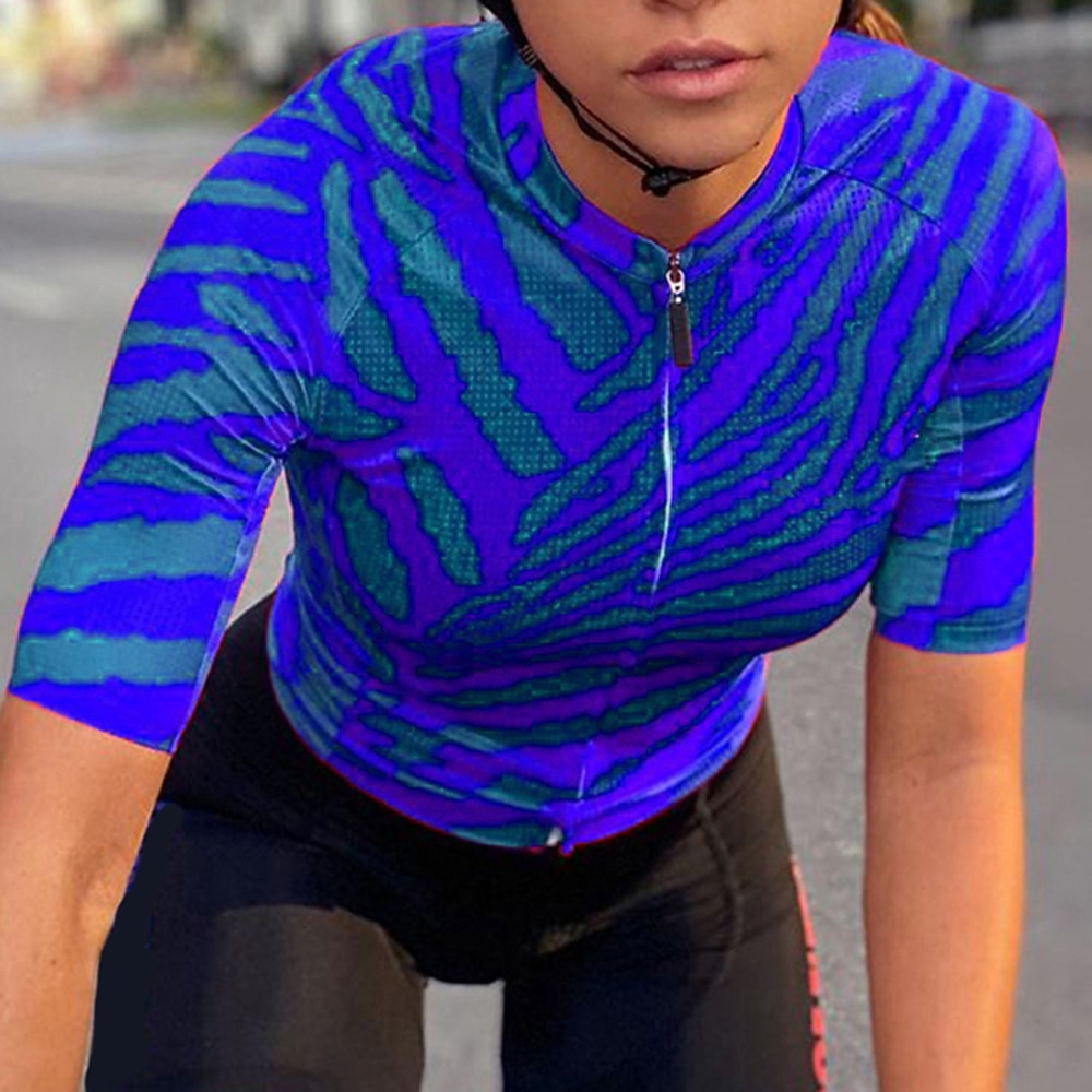 Mujer Maillot de Ciclismo Cebra Manga Corta Bicicleta Maillot Camiseta con 3 bolsillos traseros MTB Bicicleta Montaña Ciclismo Carretera Secado rápido Bandas Reflectantes Bolsillo trasero Dispersor 2025 - $29.99 –P6