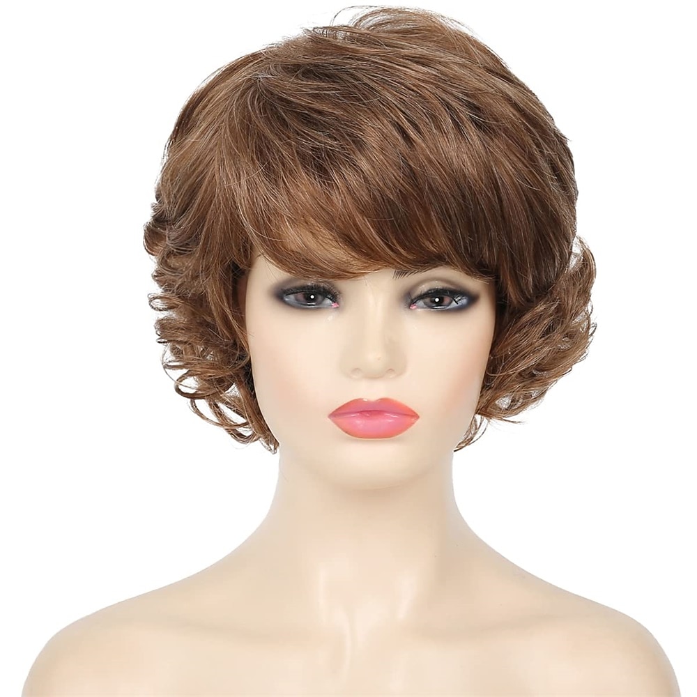 parrucca da vecchia signora capelli corti ricci grigi con frangetta parrucche piene cosplay resistenti al calore capelli sintetici naturali del 2025 a $27.99 –P5