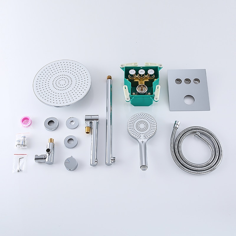 10 Inch Round Shower Faucets Sets,3-Function Matte Black / Chrome Complete with Brass Shower Head and Solid Brass Handshower Mount Inside Rainfall Shower Head System 2025 - $566.99 –P11
