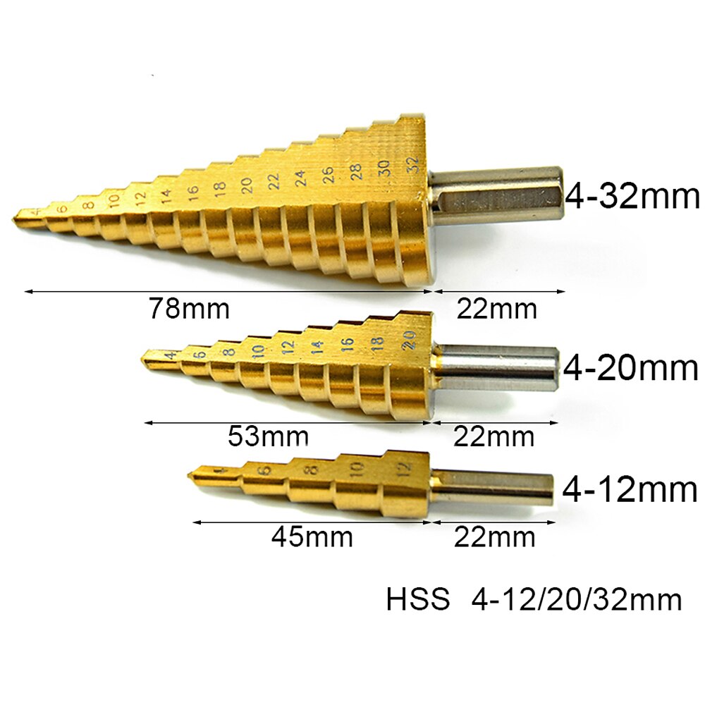 2025年 4241ステップドリルビット4-32mm4-20mm4-12mmパーフォレーターhssチタンコーティングストレートフルート新品  コレクション – $22.99 –P3