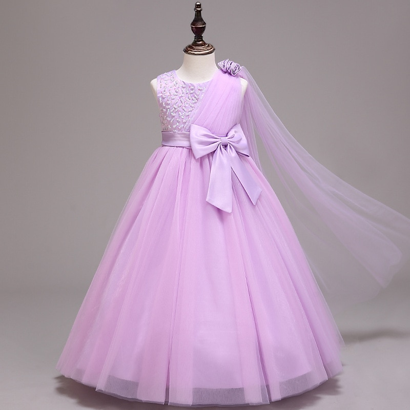 kinderkleidung Mädchen Blumenmädchen Kleid Kleid Einfarbig Ärmellos Leistung Hochzeit Party Gitter Bestickt Schleife Prinzessin Süß Baumwolle Tüll Asymmetrisch Rosa Prinzessinnenkleid A Linie Kleid 2025 - $46.99 –P6