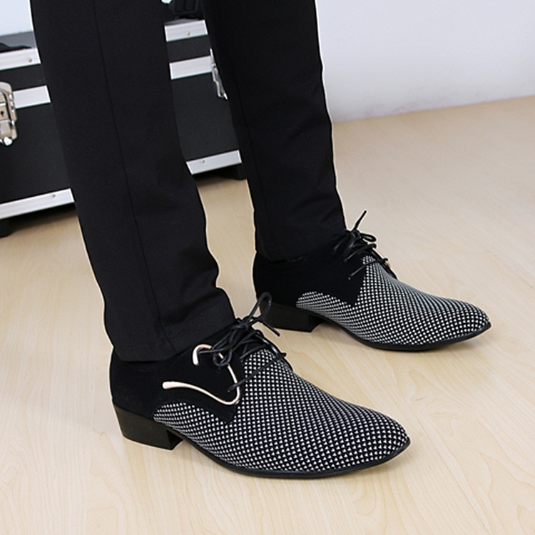 Men's Stylish Black and White Lace-Up Dress Shoes - Breathable Formal Oxford Shoes with Geometric Pattern for Office, Weddings, and Parties 2025 - $34.99 –P2