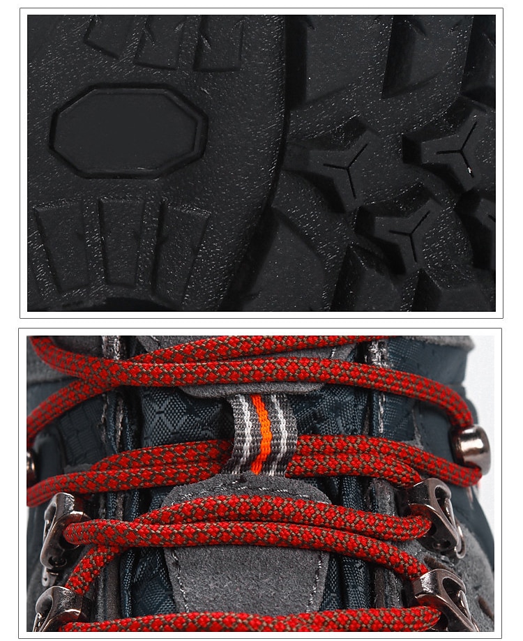 Botas de senderismo impermeables para hombre con cordones rojos: calzado de exterior duradero para terrenos difíciles 2025 - $99.99 –P5
