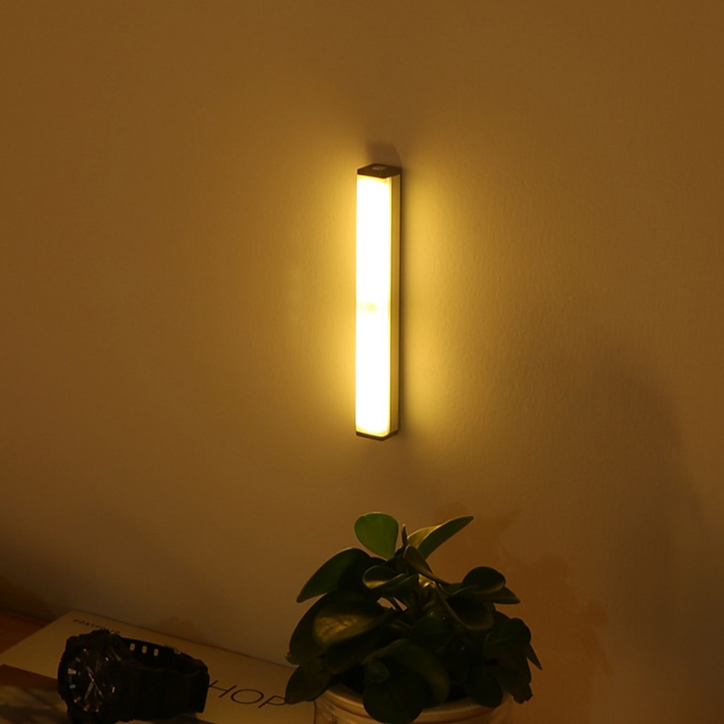2 buc 10 led pir senzor de mișcare lampă de noapte încărcare usb corpul uman cu detecție automată lumină de noapte dulap dulap lumina de perete scară iluminat dormitor lumină inteligentă cu detectare 2025 - $22.99 –P8
