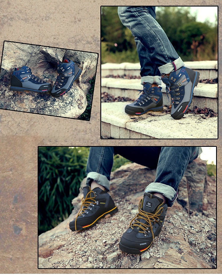 Botas de senderismo impermeables para hombre con cordones rojos: calzado de exterior duradero para terrenos difíciles 2025 - $99.99 –P8