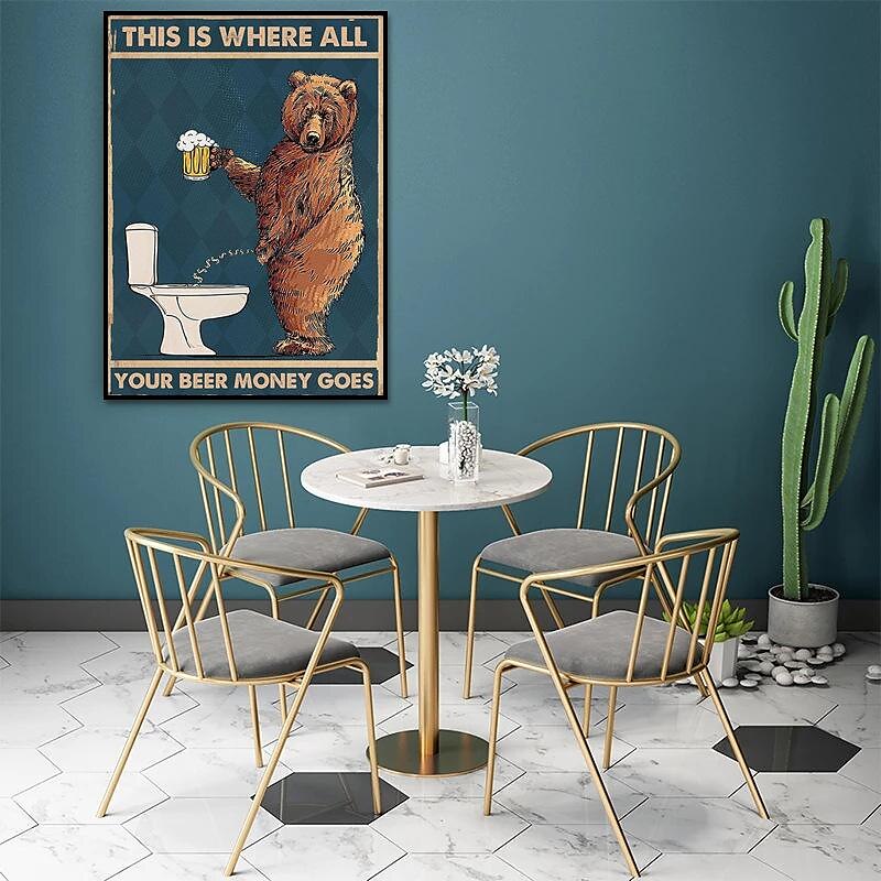 Oso gruñón bebiendo cerveza impresiones cartel abstracto pared arte lienzo moderno lienzo pintura impresión imagen baño inodoro nórdico hogar Decoración sin marco 2025 - $21.99 –P3