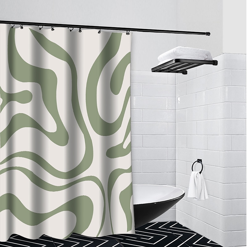 Sage Green Shower Curtain with Hooks Waterproof 180cm*180cm(70"*70")for Bathroom Liner Bath Decor Textured Fabric Shower Curtain Sets Machine Washable 2025 - $22.99 –P8