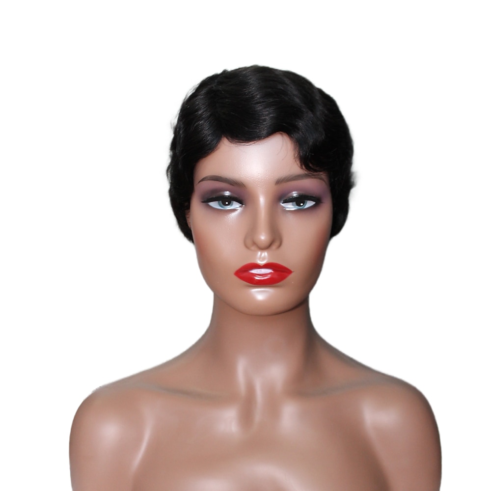 pieno fatto a macchina parrucche onde della barretta corte acconciature capelli umani di remy ondulati pixie cut nessuno parrucca del merletto marrone naturale marrone scuro del 2026 a $33.13 –P1