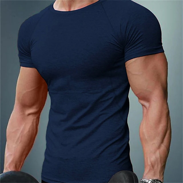 Men's T Shirt Muscle Shirt Moisture Wicking Shirts Short Sleeve Crew Neck Summer Plain Sports Fashion Lightweight Classic Style Casual Vacation Holiday Red black Black Green Top Tee for Men 2026 - $13.49 –P6