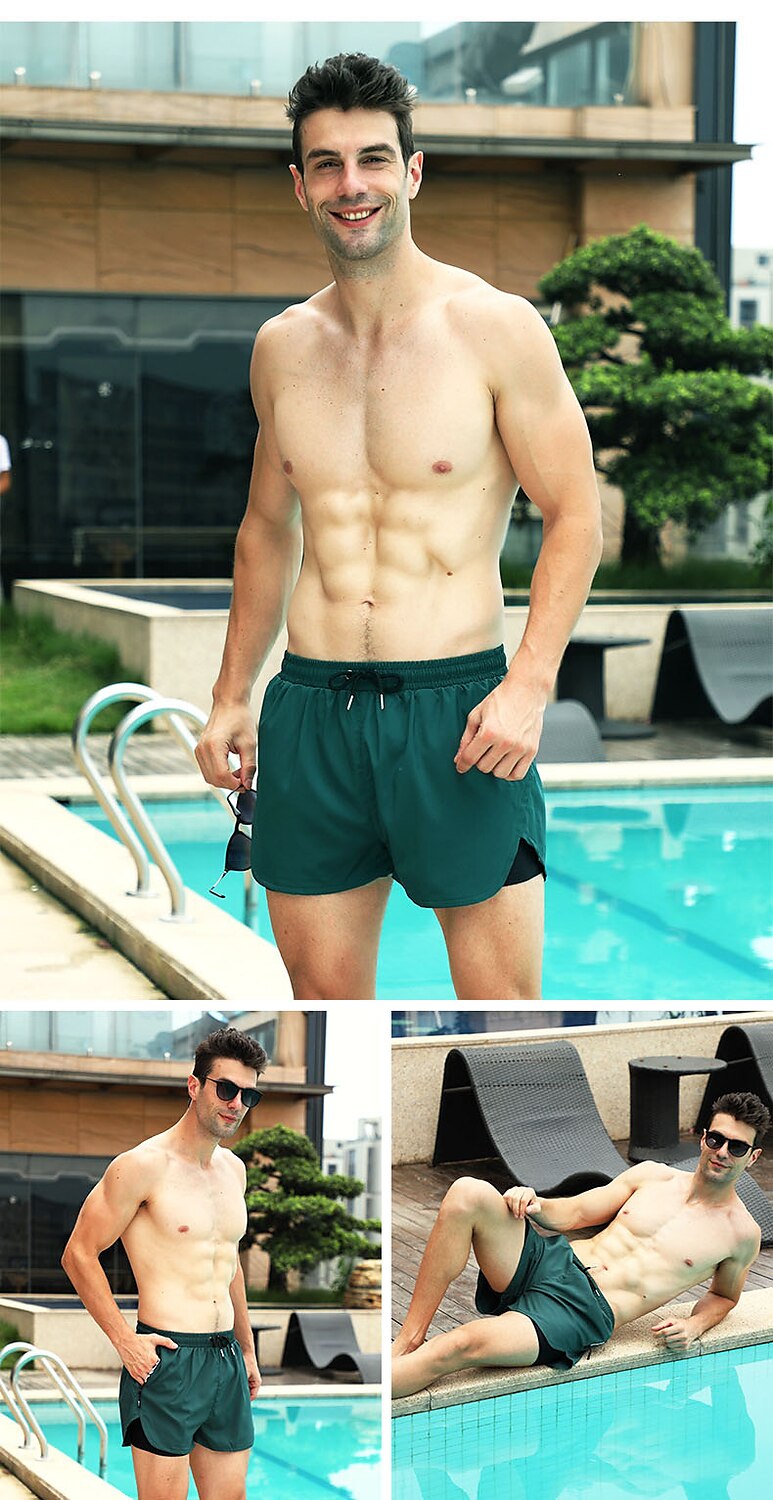 Homme Short de bain Short de Bain Natation Séchage rapide Poids Léger Short de bain Maillot de bain Avec poches Doublure de compression Cordon Natation Surf Plage Sports nautiques Couleur Pleine Eté de 2025 ? $21.59 –P14