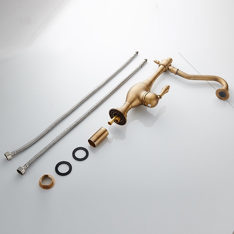 βρύση κουζίνας, ψηλό τόξο μονή λαβή με μία οπή περιστρεφόμενη τυπική ρετρό βρύση κουζίνας (αντίκες ορείχαλκος/ σφαίρα) 2026 - $153.99 –P4