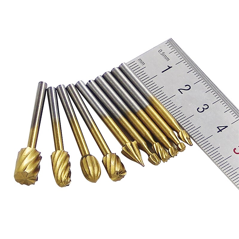 10 pz 1/8 '' gambo hss acciaio rotativo frese cutter scatola di plastica trasparente incisione rettifica bit per file rotanti taglierina strumenti di lavorazione del legno fai da te del 2025 a $12.99 –P4