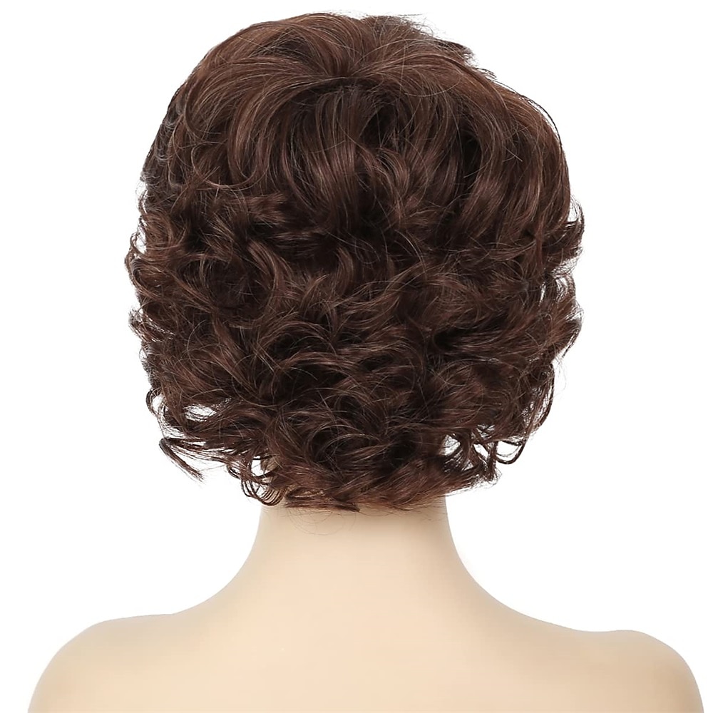 parrucca da vecchia signora capelli corti ricci grigi con frangetta parrucche piene cosplay resistenti al calore capelli sintetici naturali del 2025 a $27.99 –P13