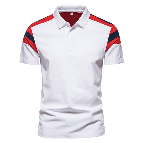 Herr POLO Shirt Golftröja Ledigt Polokrage Klassisk Kortärmad Ledigt Ensfärgat Knapp Fram Vår & sommar Normal Vit Rubinrött Marinblå POLO Shirt 2025 - $17.99 –P1
