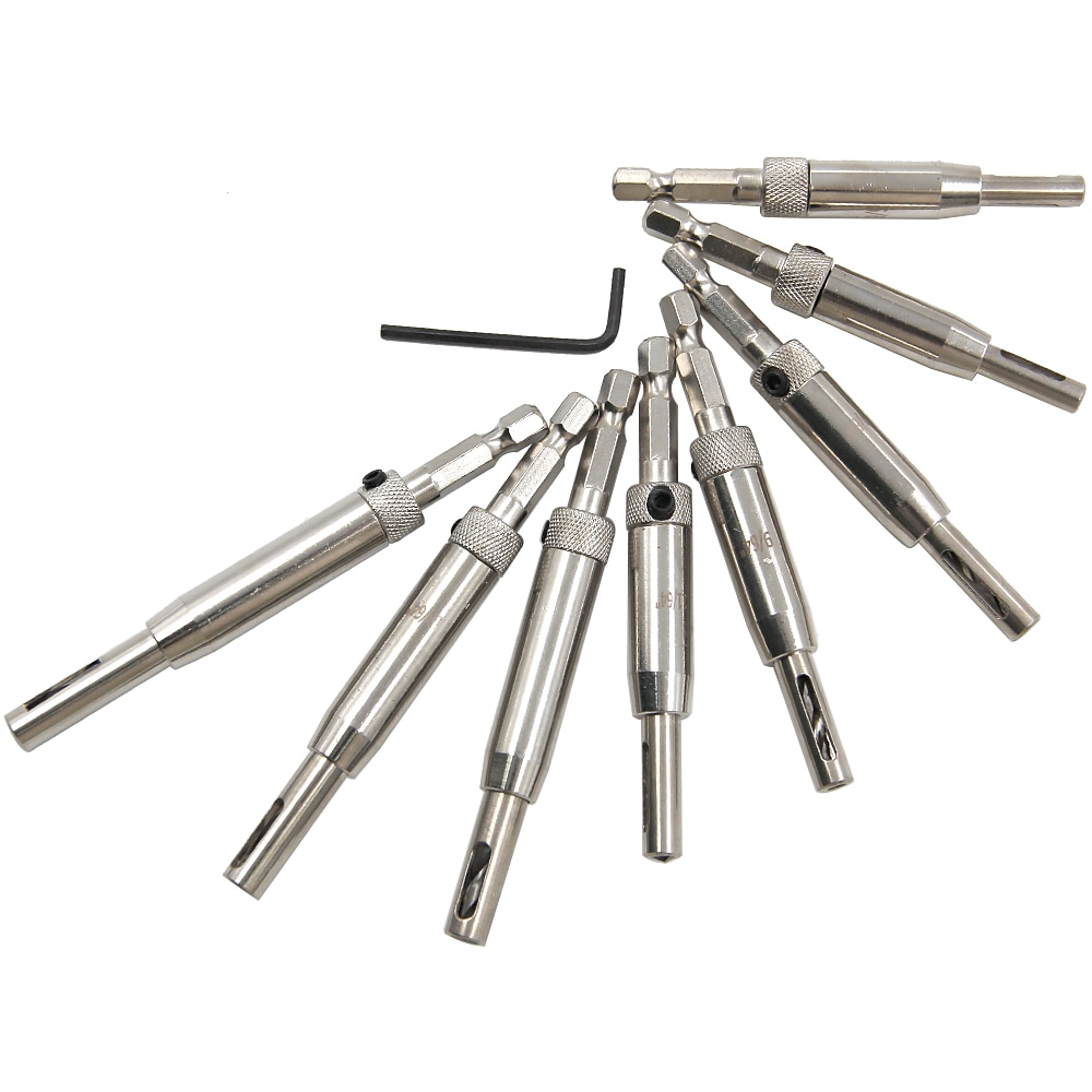 Serratura 8 pezzi&amp; Set Di Punte Per Cerniera Autocentrante Foro Pilota HSS Attacco Esagonale Utensile Per Legno Seghe A Tazza Fai Da Te Prezzo All'ingrosso del 2025 a $24.99 –P3