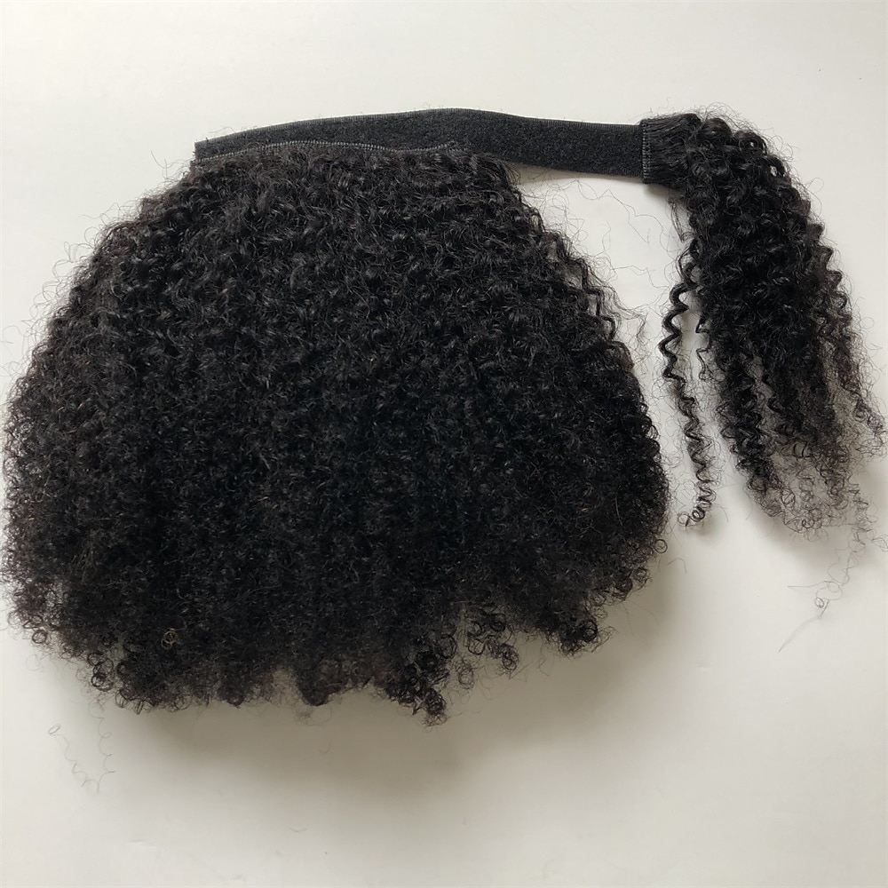 extensions de cheveux queue de cheval extensions afro crépus bouclés cheveux humains wrap autour de queue de cheval remy extensions de cheveux clip dans les extensions de cheveux avec pâte magique de 2025 ? $44.99 –P2