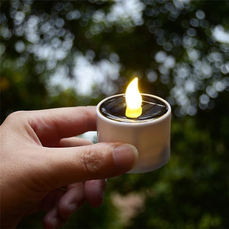 6/12 pièces bougies solaires sans flamme led fausses bougies chauffe-plat scintillantes décoration de jardin extérieur lumière décoration de fête de mariage romantique éclairage 6x 12x de 2025 ? $21.99 –P6