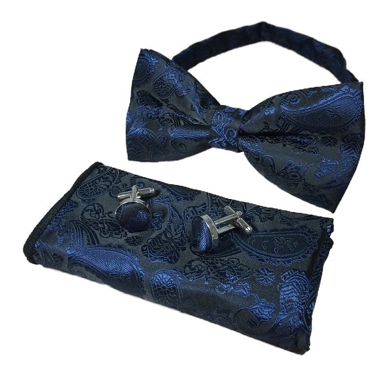 Men's Ties Bow Tie Pocket Square Cufflinks Sets Bow Tie Gift Box Work Wedding Gentleman Jacquard 2025 - $13.99 –P1