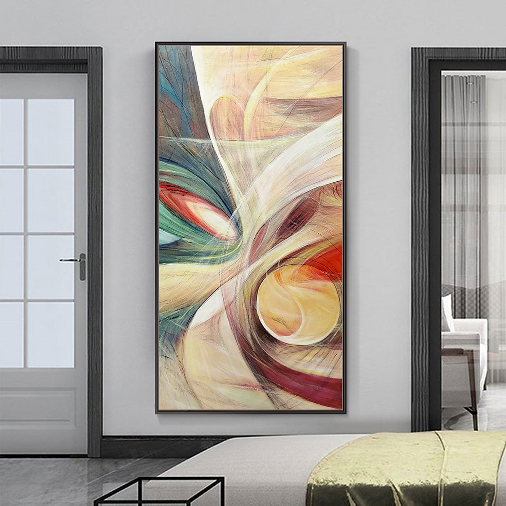 Peinture à l'huile Hang-peint Peint à la main Verticale Abstrait contemporain Moderne Toile roulée (sans cadre) de 2025 ? $100.99 –P4
