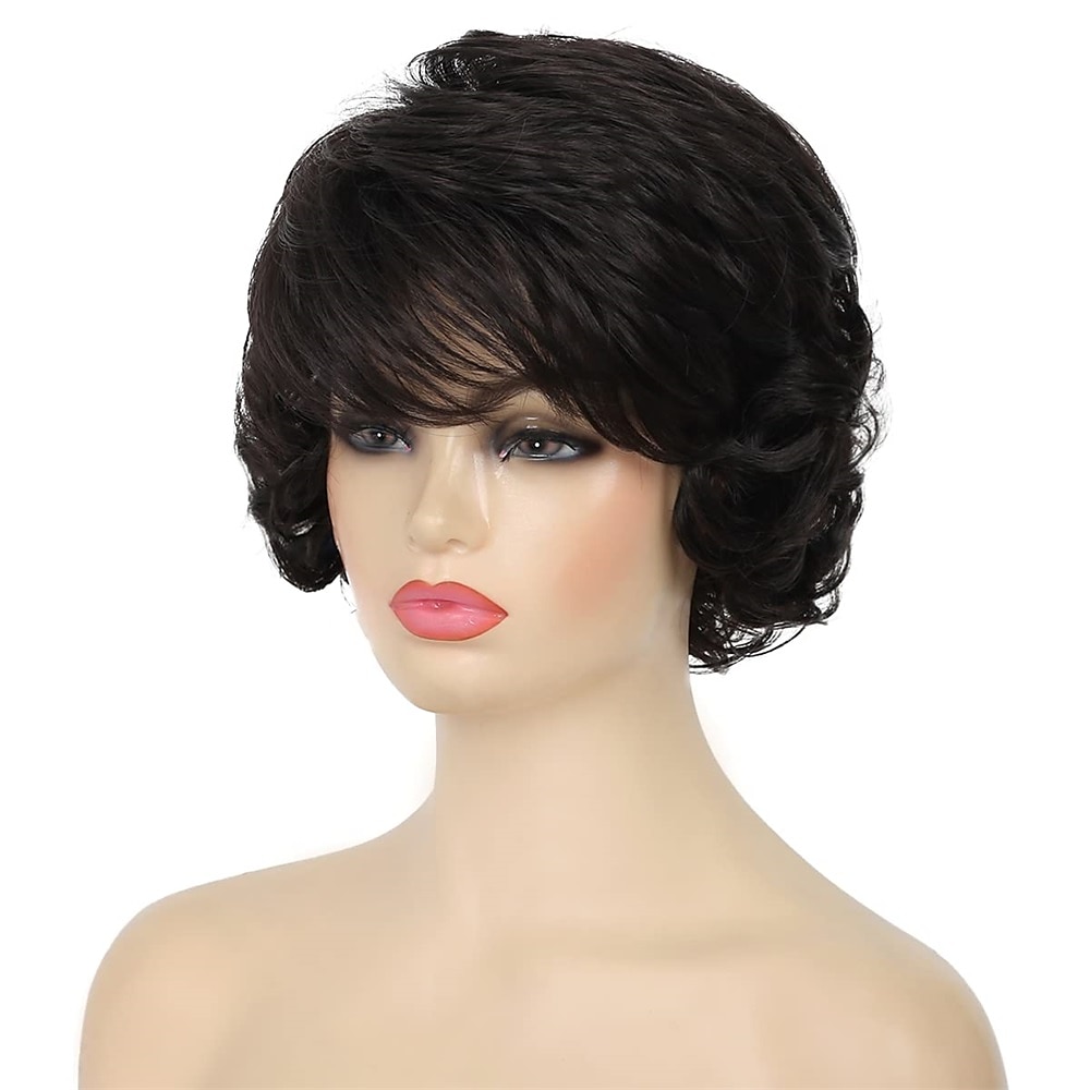 parrucca da vecchia signora capelli corti ricci grigi con frangetta parrucche piene cosplay resistenti al calore capelli sintetici naturali del 2025 a $27.99 –P15