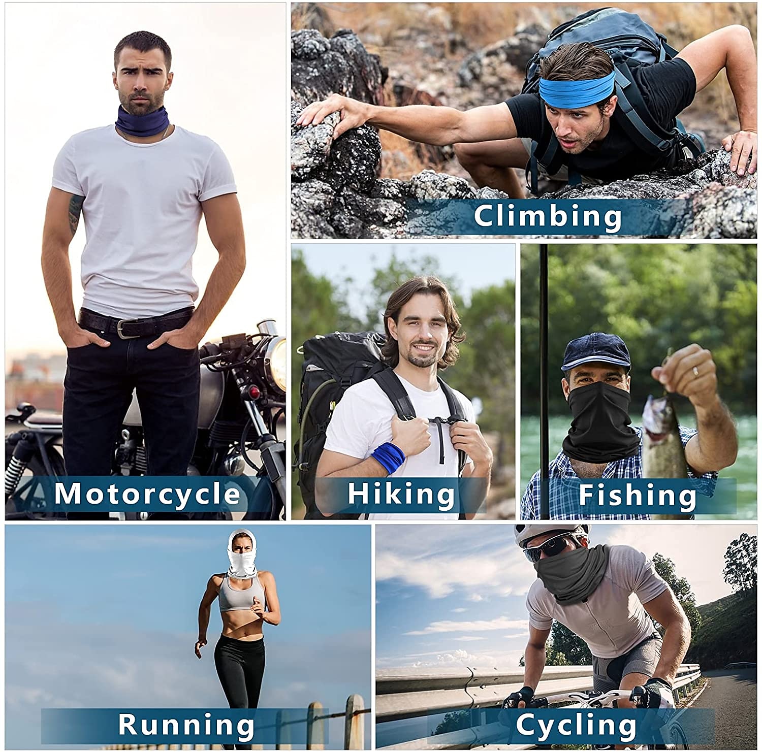 Cooling Neck Gaiter Balaclava Face Mask Neck Tube Scarf Face Cover Solid Color Sunscreen Breathable UV Protection Quick Dry Dust Proof Bandanas Bike / Cycling Black Summer for Men's Women's Outdoor 2025 - $6.99 –P5