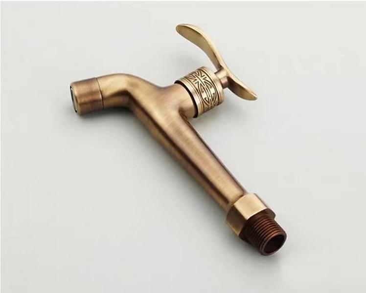 Outdoor Faucet,Wall Mount Antique Brass Faucet,Garden Outdoor Decorative Hose 1/2 inch Connection Spigot Carving Desigh with Cold Water Only 2025 - $37.99 –P10
