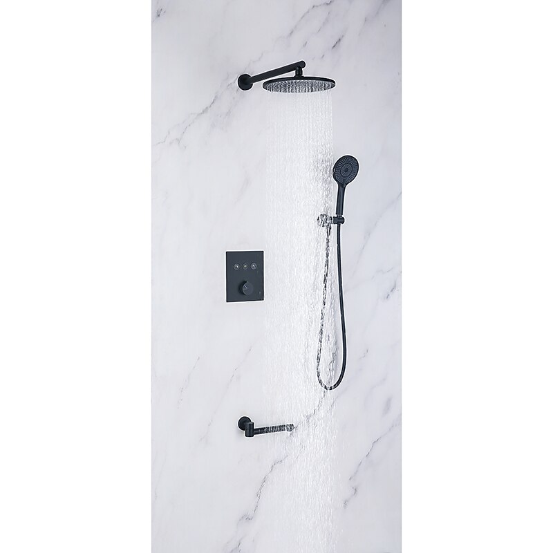 10 Inch Round Shower Faucets Sets,3-Function Matte Black / Chrome Complete with Brass Shower Head and Solid Brass Handshower Mount Inside Rainfall Shower Head System 2025 - $566.99 –P2
