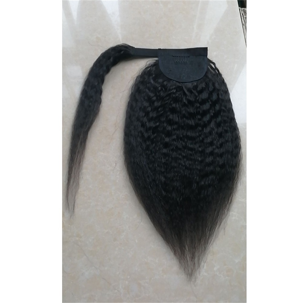 extensions de cheveux queue de cheval extensions vierge crépus droites cheveux humains wrap autour de queue de cheval remy extensions de cheveux clip dans les extensions de cheveux avec pâte magique de 2025 ? $41.99 –P1