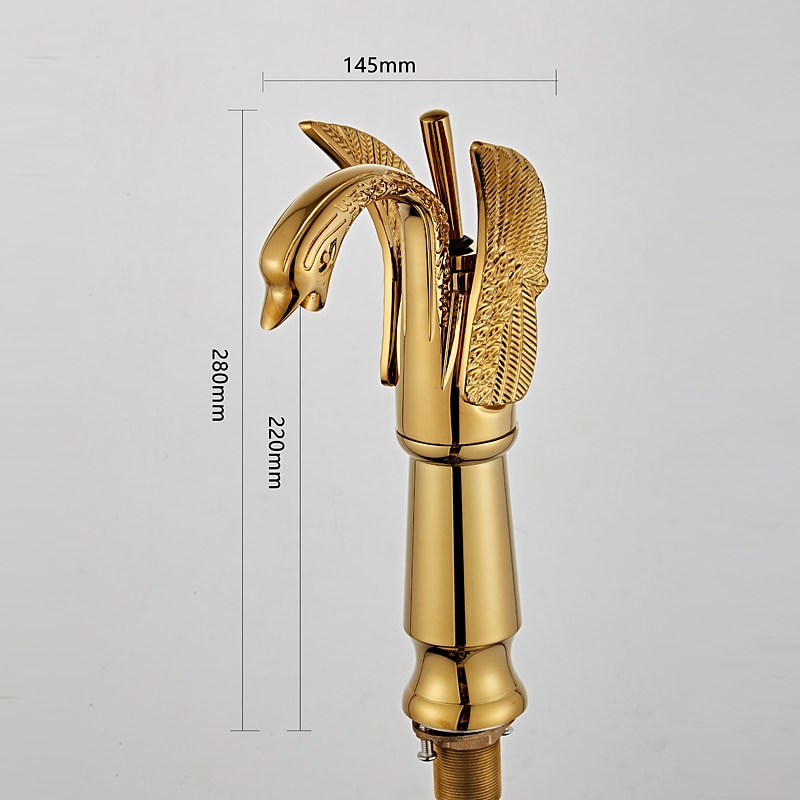 retro badkamer wastafel mengkraan messing swan shap, monobloc wasruimte wastafelkranen enkele handgreep een gat badrandcombinaties, mono watervat kraan warme en koude slang antiek 2025 - $145.99 –P10