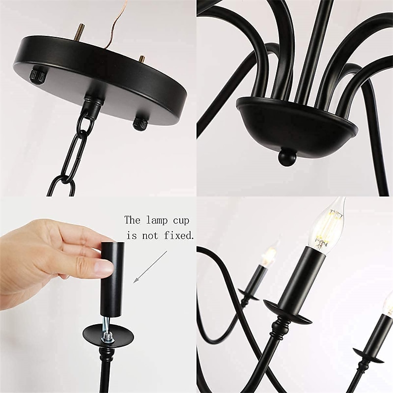 88 cm LED Pendant Light 6 Light Candle Style Industrial Iron for Dining Room, Living Room, Kitchen Black Modern Traditional / Classic 220-240V 2026 - $148.99 –P1