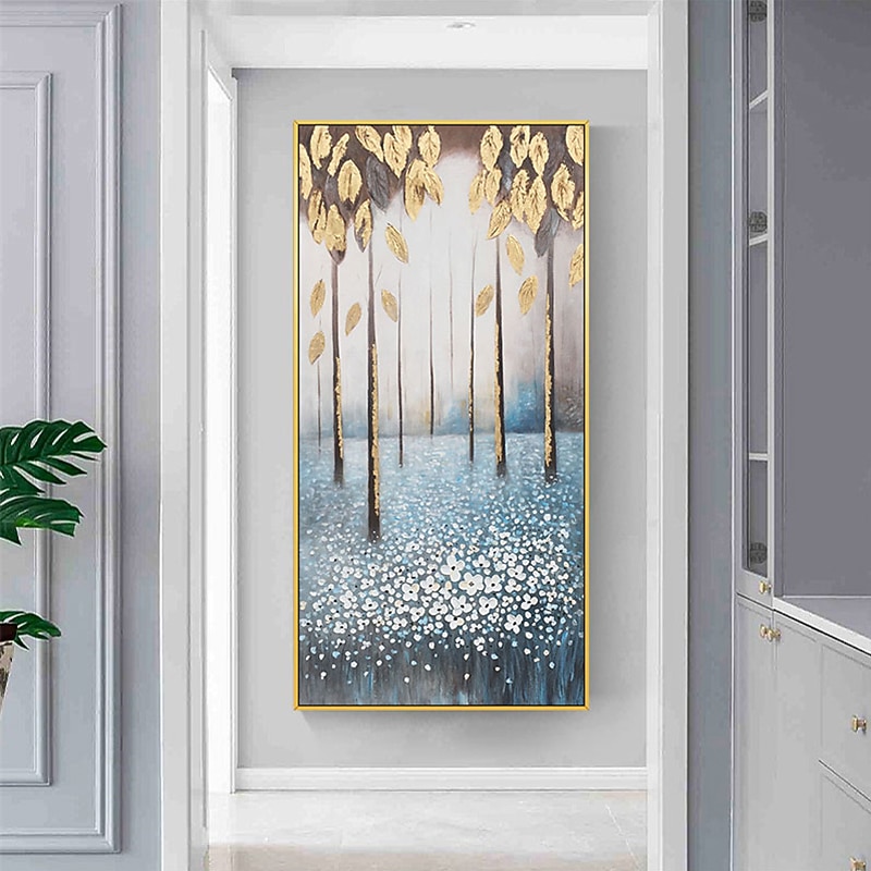 هانغ رسمت النفط الطلاء رسمت باليد عمودي الأزهار / النباتية الحديث بدون إطار داخلي 2026 - $108.99 –P3