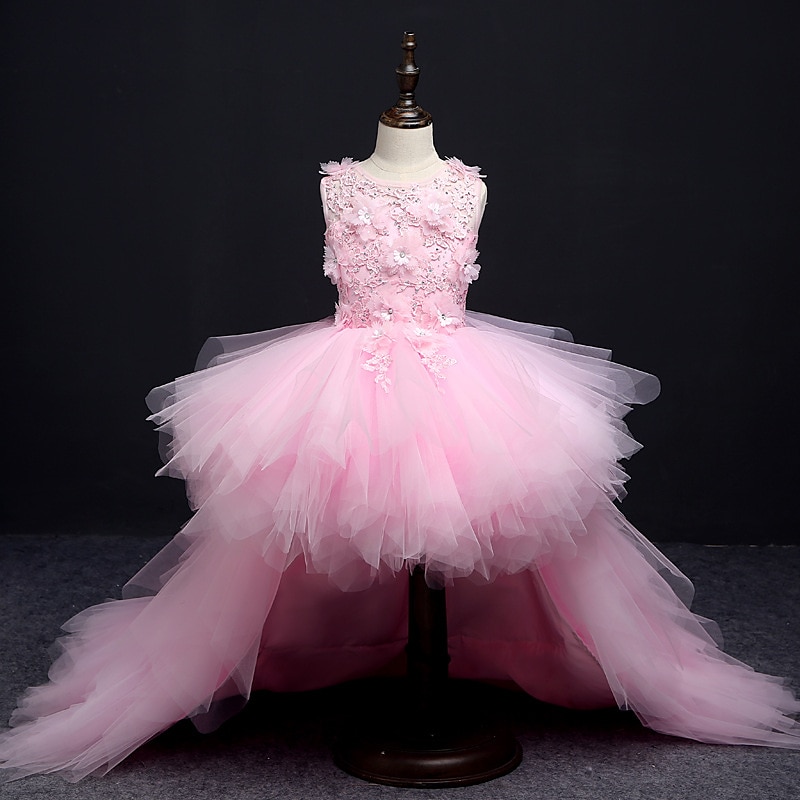 Kids Little Girls' Dress Floral Solid Colored A Line Dress Party Performance Embroidered Mesh Bow Red Asymmetrical Sleeveless Princess Sweet Dresses Spring Summer Regular Fit 3-12 Years 2025 - $114.99 –P1