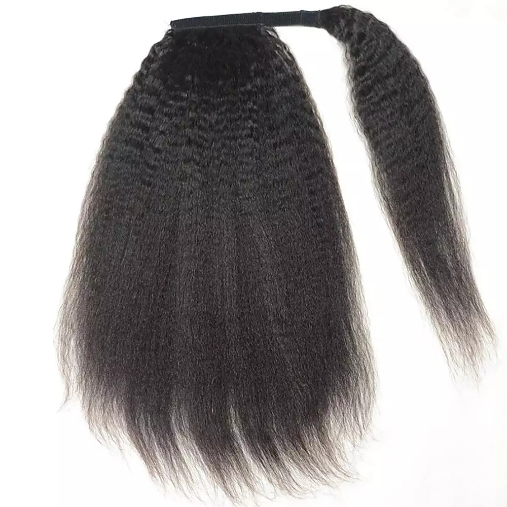 extensions de cheveux queue de cheval extensions vierge crépus droites cheveux humains wrap autour de queue de cheval remy extensions de cheveux clip dans les extensions de cheveux avec pâte magique de 2025 ? $41.99 –P3