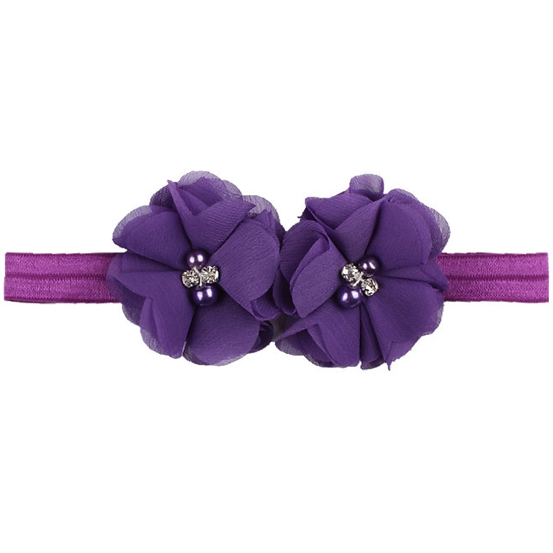Kids / Toddler Girls' Fashion Baby Headband Two Hand-Stitched Chiffon Rhinestone Floral Headband Children's Flower Headband Hair Accessories 2026 - $2.99 –P12
