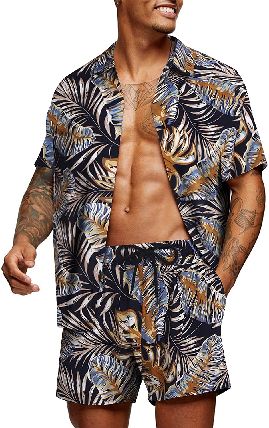 Men's Floral Graphic Tropical Flowers 2pcs Shirts Sets Summer Hawaiian Shirt Short Sleeve Short Pants Turndown Designer Beach Vacation Casual Daily 3D Summer Silver Red / White Green / Black 2025 - $34.99 –P7