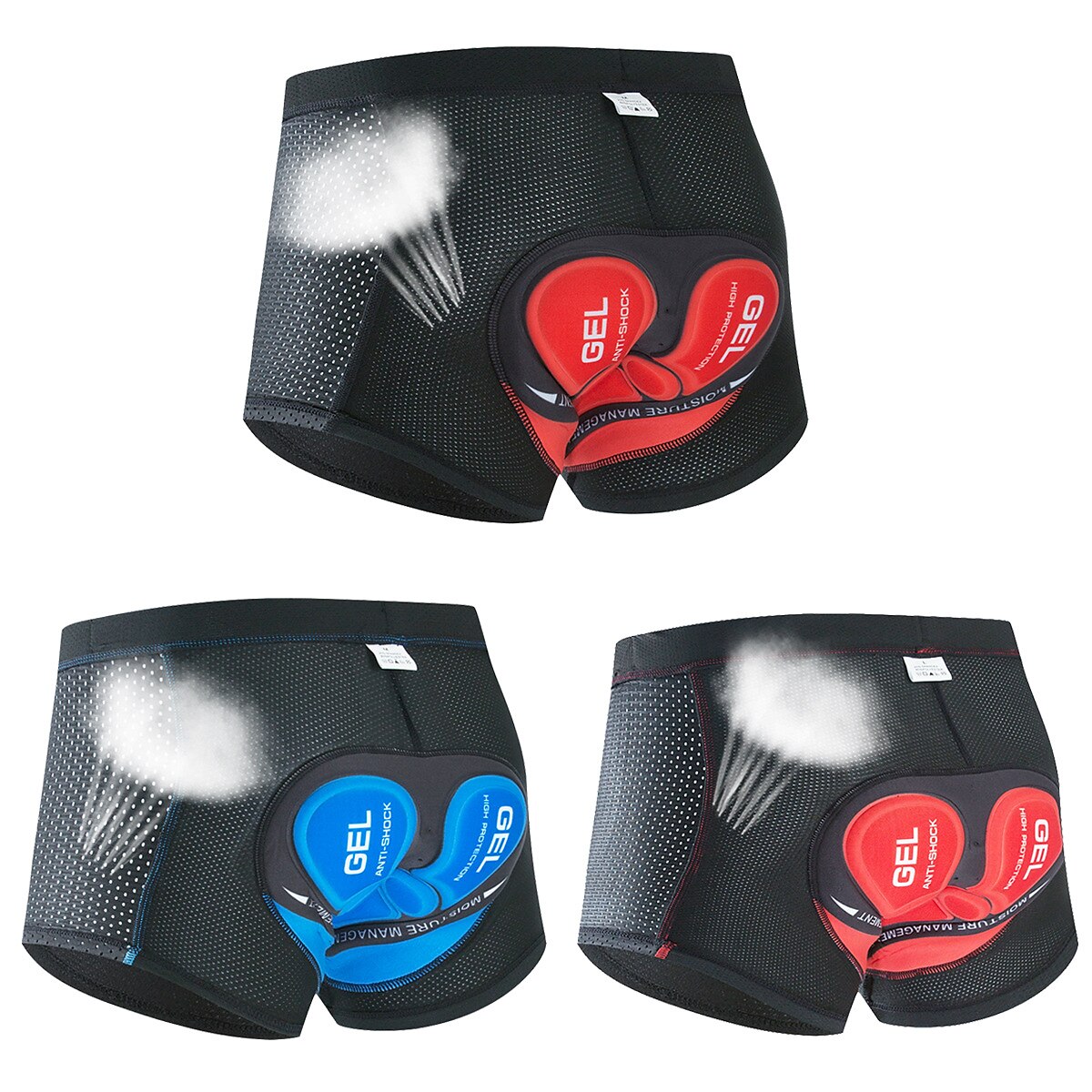 Herr Undershorts till cykling Cykelunderkläder Cykelshorts Cykel Herr Boxer Bergscykling Vägcykling sporter Rand 3D Tablett Cykel Andningsfunktion Fuktabsorberande Svart Röd Polyester Elastan Kläder 2025 - $19.99 –P1