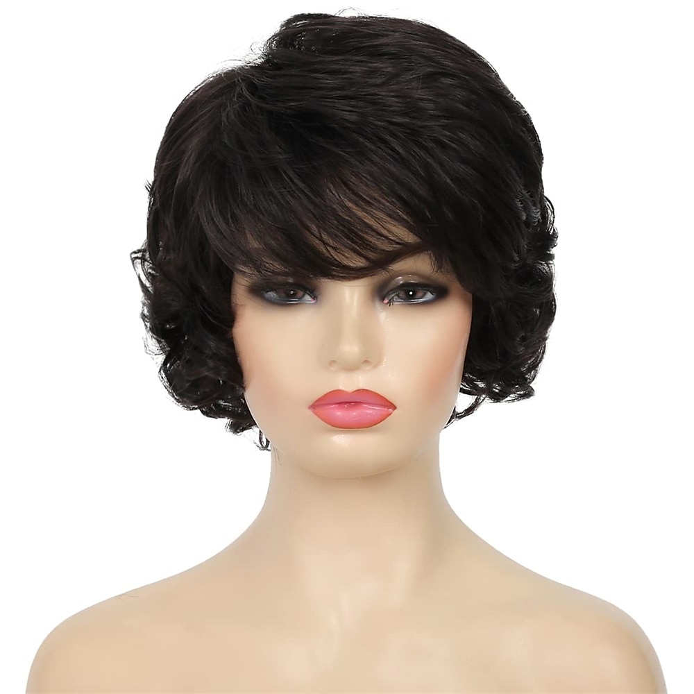 parrucca da vecchia signora capelli corti ricci grigi con frangetta parrucche piene cosplay resistenti al calore capelli sintetici naturali del 2025 a $27.99 –P14