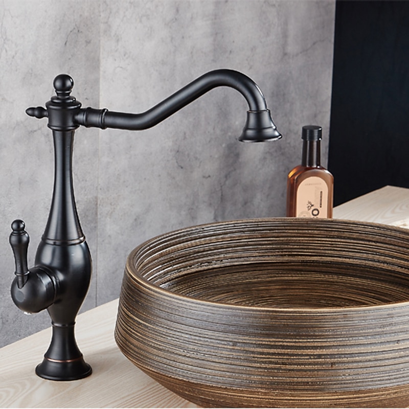 βρύση κουζίνας, ψηλό τόξο μονή λαβή με μία οπή περιστρεφόμενη τυπική ρετρό βρύση κουζίνας (αντίκες ορείχαλκος/ σφαίρα) 2026 - $153.99 –P9