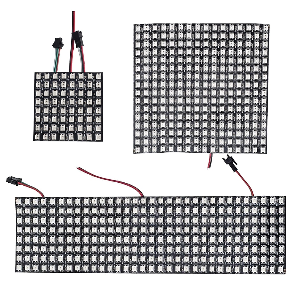 ws2812b rgbic 5050smd led matrix panel 256 pixlar individuellt adresserbar programmerbar digital led display matris panel flexibel fpcb för arduino hallon bild video text dc5v 2025 - $13.99 –P2