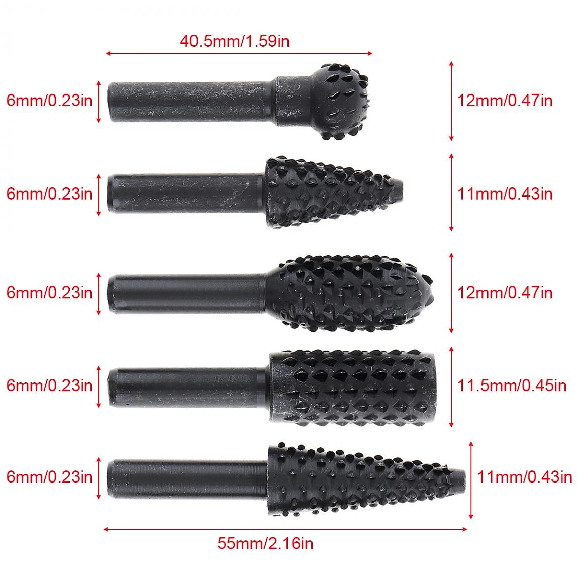 5pcs High Carbon Steel Black Rotary Burrs Cutter Engraving Grinding Bit For Rotary File Cutter Tools Woodworking DIY 2025 - $9.99 –P1