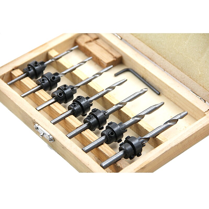 Countersink Drill Bits With Adjustable Depth Stop Collar Wood Woodworking 7pc Drilling Hole Saw 4 Flute 2025 - $13.99 –P10