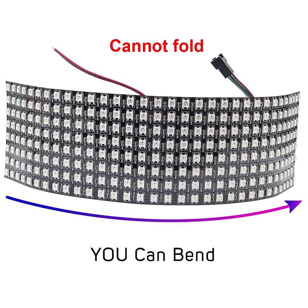 WS2812B RGBIC 5050SMD LED Matrix Panel 256 Pixels Individually Addressable Programmable Digital LED Display Matrix Panel Flexible FPCB for Arduino Raspberry Image Video Text DC5V 2025 - $13.99 –P8
