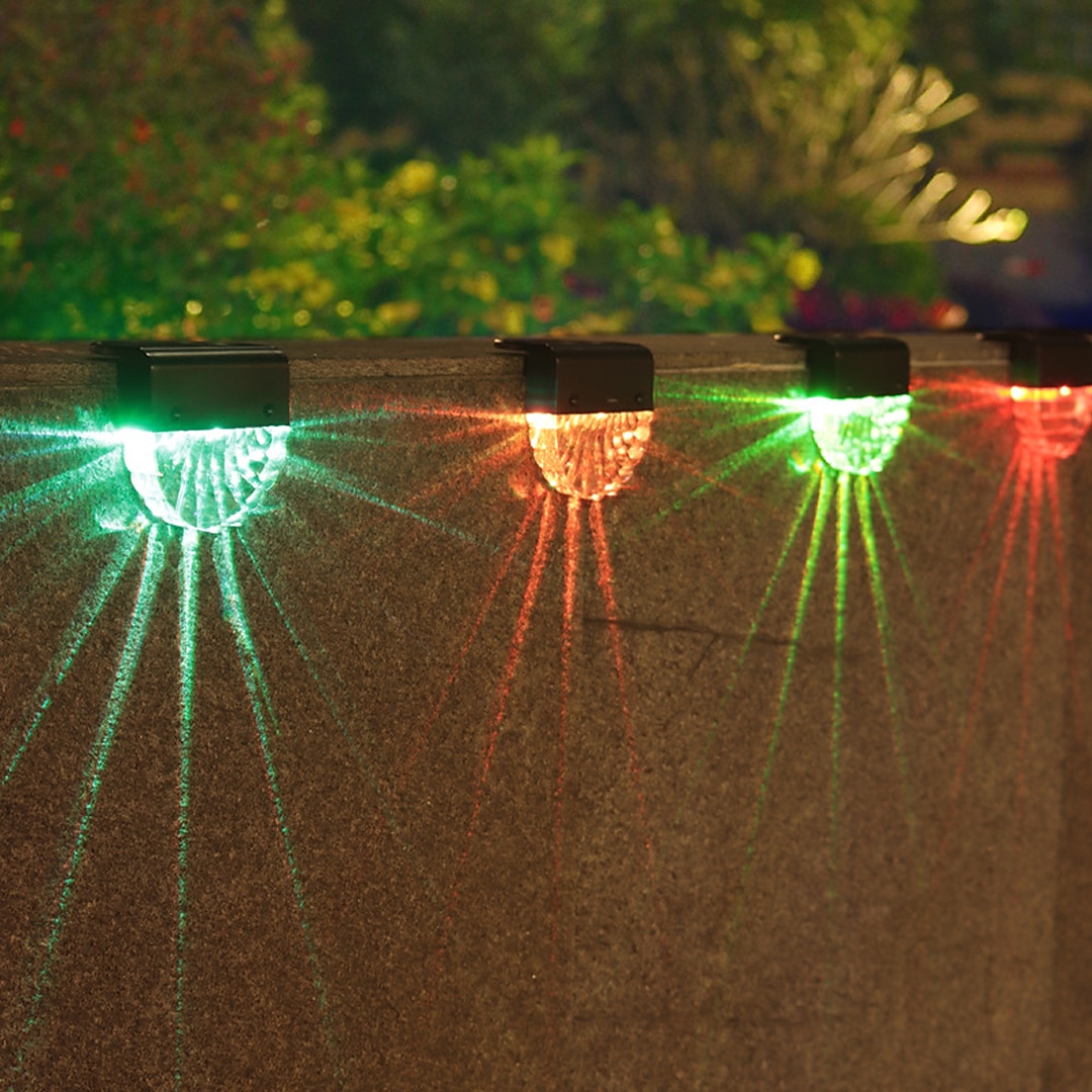 2/4 sztuk światła słonecznego ogrodzenia zewnętrzne oświetlenie pokładowe ciepły biały wodoodporny rgb 2 tryby oświetlenie ogrodowe willa dekoracja patio krajobraz ogrodzenia światła schodowe 2026 - $35.99 –P6