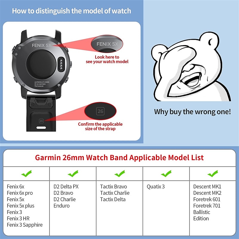 Ремешок для часов для Garmin Fenix 7 7X 6 6X Pro Epix Pro 47mm 51mm Instinct 2X Approach S70 47mm S62 S60 Forerunner 955 945 Epix Marq Descent Quatix 22mm 26mm силиконовый Замена Ремень 22mm 26mm 2025 - $21.99 –P2