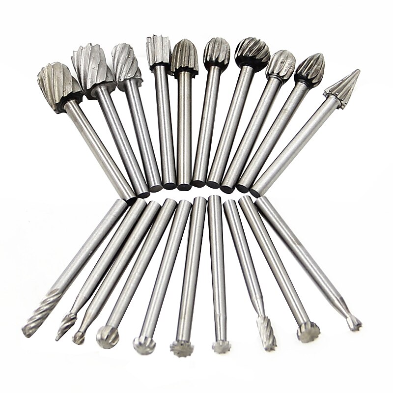 20 PC Set Of 3mm Electric Grinding High Speed Steel Woodworking Small Rotary File Engraving DIY Grinding Head Milling Cutter Set Accessories 2025 - $18.99 –P5