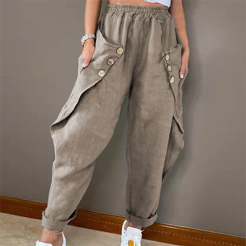 Women's Normal Harem Pants Trousers Harem Pants Cargo Full Length High Waist Chinese Style Pocket Drop Crotch Outdoor Sports Stretchy Casual Daily Black Blue Khaki Dark Blue Spring, Fall, Winter 2025 - $24.99 –P5